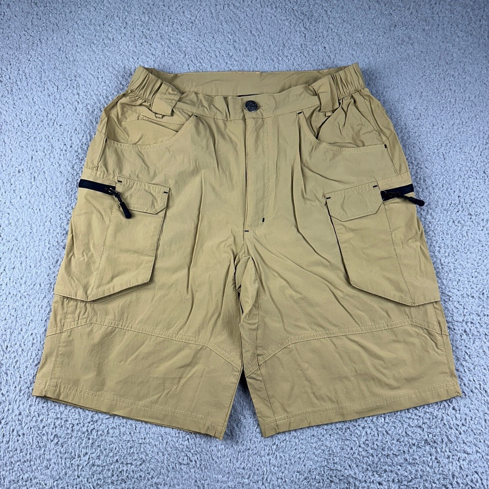 Baleaf Mens S Khaki Cargo Shorts Outdoor Hiking Fishing Utility Zip Pocket